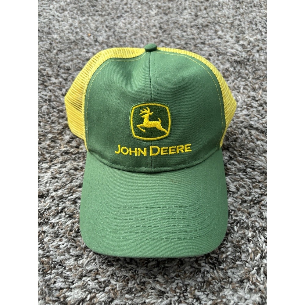 John Deere Mesh Back SnapBack Trucker Hat Green Yellow OSFM
